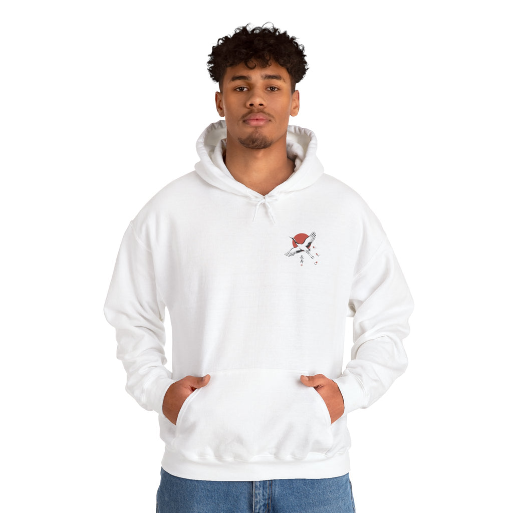 Crane & Rising Sun Hoodie | Japanese Streetwear