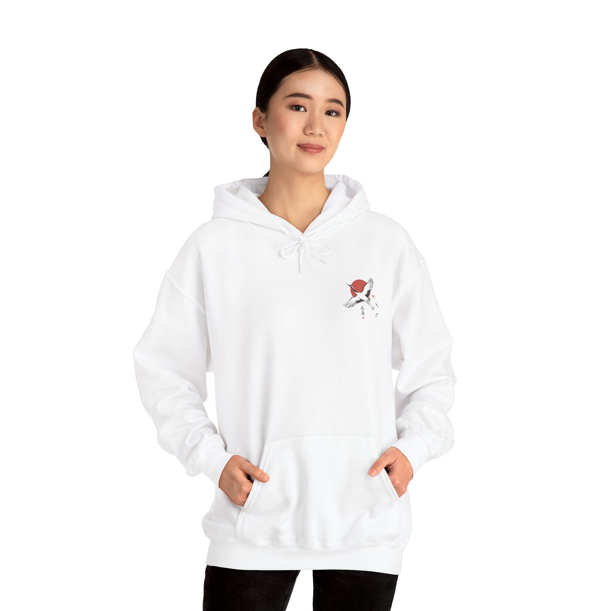 Crane & Rising Sun Hoodie | Japanese Streetwear
